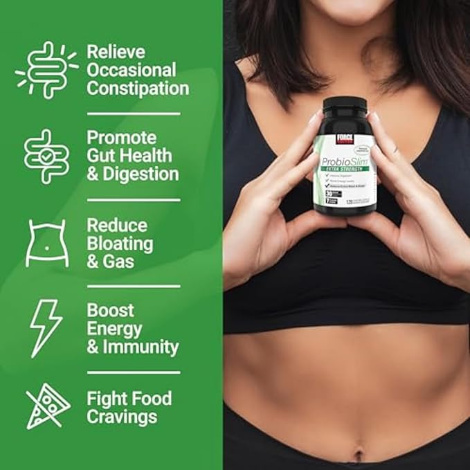 Force Factor ProbioSlim Extra Strength, Probiotic Supplement for Women and Men with 30 Billion CFUs and Green Tea Extract for Gut Health Support, Bloating and Gas Relief, 120 Count (Pack of 2)