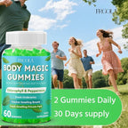 Body Magic Gummies, Chlorophyll Supplement with Peppermint & Chlorella - 60 Gummies, Lychee Flavor, Plant-Based Pectin, Supports Overall Wellness & Freshness