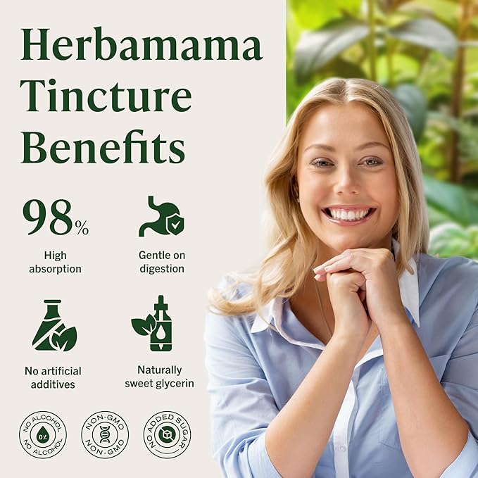 HERBAMAMA Liver Support Tincture - Vegan Liver Detox Liquid Drops with Milk Thistle, Dandelion Root & Chanca Piedra - Non-GMO, Alcohol & Sugar-Free Liquid Cleanse Supplement, 42-Day Supply