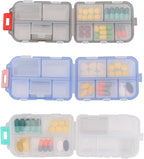 Pill Case - Portable Supplements Tablet Container Box with 10 Compartments - Medicine Capsule Vitamin Foldable Organizer Dispenser Holder Storage for Travel Trip Pocket Purse - Clear Black