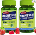 Magnesium Glycinate Gummies 500mg with L-Threonate 300mg - Sugar-Free Magnesium Potassium Supplement with Vitamin D, B6, CoQ10 - Strawberry Flavored - 120 Gummies