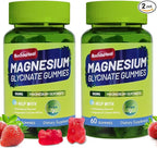 Magnesium Glycinate Gummies 500mg with L-Threonate 300mg - Sugar-Free Magnesium Potassium Supplement with Vitamin D, B6, CoQ10 - Strawberry Flavored - 120 Gummies