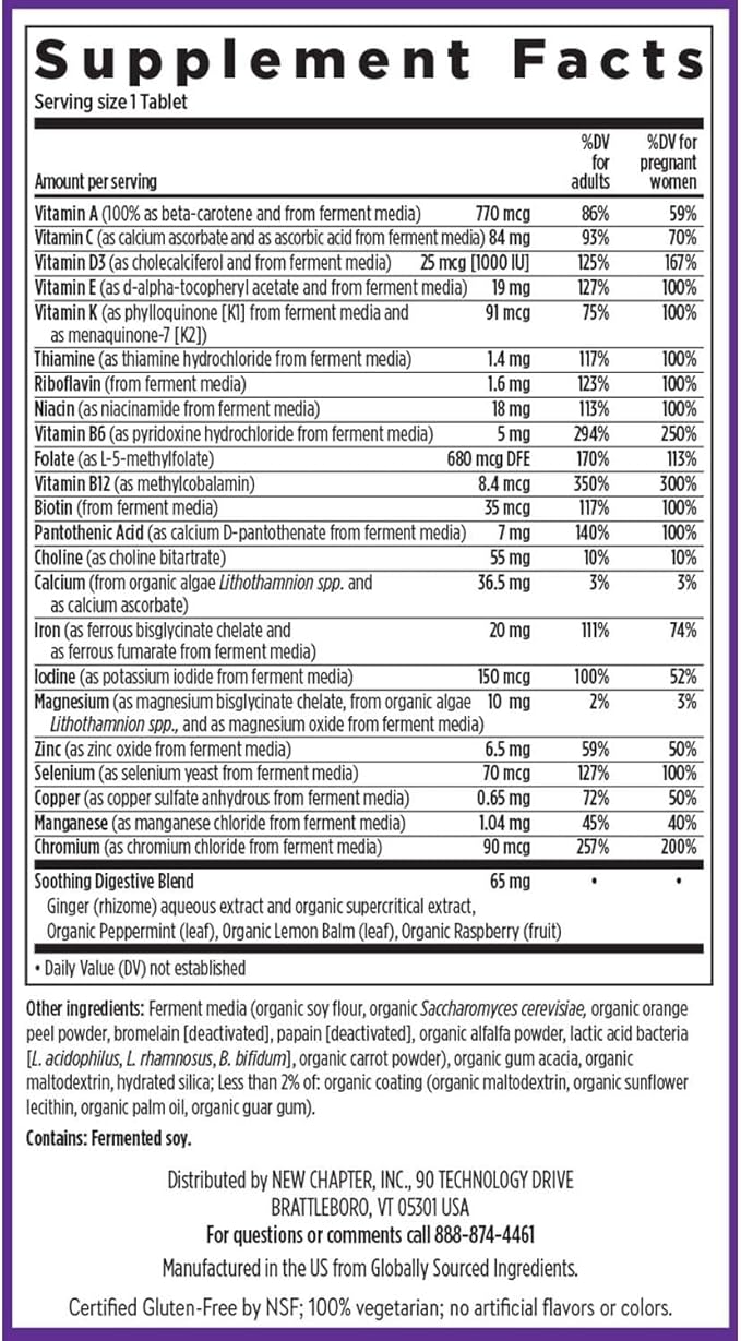New Chapter Prenatal Vitamins, One Daily Prenatal Multivitamin Enhanced for Age 35+ with Methylfolate + Choline for Healthy Mom & Baby, Gluten Free & Non-GMO- 90 ct