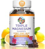 Magnesium Glycinate Gummies 200mg, Triple Magnesium Citrate Sleep Gummies for Adults & Kids, Sugar Free, Supplement for Stress Relief, Lemon Flavor, 60 Count
