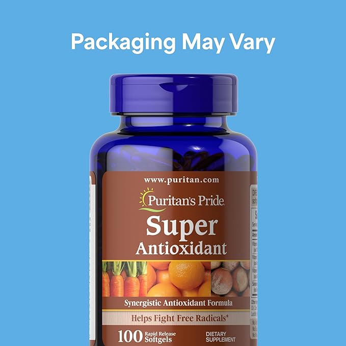 Puritan's Pride Premium Super Synergistic Antioxidant Formula, Dietary Supplement to Help Fight Premature Aging*, Vitamins A, C, E, and Selenium Mineral, 3 Month Supply, 100 Rapid Release Softgels