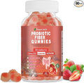Probiotic Fiber Gummies for Adults, No Sugar Added Strawberry Flavor– 120 Billion CFUs –Vitamin C,Vitamin D–Digestive Health & Regularity Support(60 Count)