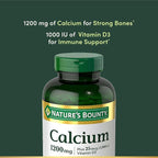 Nature's Bounty Calcium 1200 mg with Vitamin D3, Bone Health & Immune Support, Vitamin D3 1000 IU, 220 Softgels (Pack of 2)