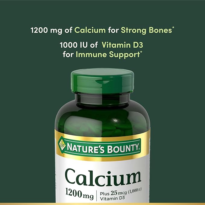 Nature's Bounty Calcium 1200 mg with Vitamin D3, Bone Health & Immune Support, Vitamin D3 1000 IU, 220 Softgels (Pack of 2)