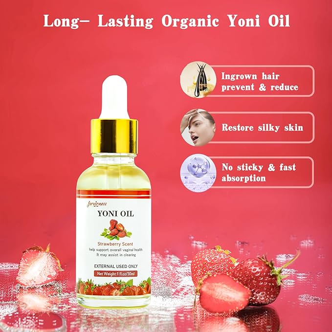 Natural Feminine Wash Yoni Wash Yoni Oil Set, Cleanse - Remove Odor - pH Balance for Women, 1 fl.oz Feminine Oil & 6.7 fl.oz Intimate Wash with Cleaning Factor - Strawberry Scent