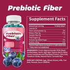 Prebiotic Fiber Supplement Gummies for Adults & Kids 5g beet FOS fiber- Gut Health & Digestive &Mineral Absorption,Soluble Fiber Supplement Gummies - Zero Sugar Added, Vegan, Gluten-Free -90 Count