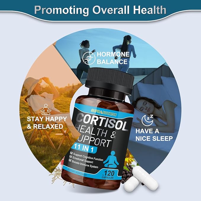 Cortisol Supplements for Women and Men, 11-in-1 Cortisol Manager,Cortisol Reducer with Ashwagandha, Rhodiola, L-Theanine, Hormone Balance, 240 Capsules (120-Day Supply)