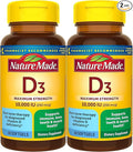 Nature Made Maximum Strength Vitamin D3 10000 IU (250 mcg), Dietary Supplement for Bone, Teeth, Muscle and Immune Health Support, 60 Softgels, 60 Day Supply - Pack of 2
