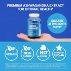 Ashwagandha Gummies for Stress & Mood Support - Vegan, Non-GMO Supplement for Calm & Relaxation - Withania Somnifera for Enhanced Sleep Quality & Emotional Balance - 1-Month Supply, Strawberry Flavor