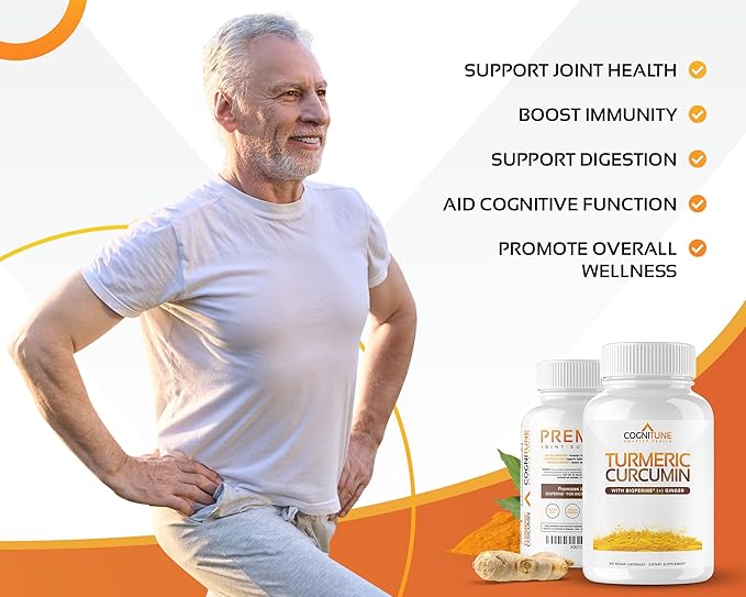 Organic Turmeric & Ginger Capsules - Turmeric Curcumin with Ginger & BioPerine, 95% Curcuminoids - Joint, Digestion, Immunity Support, Black Pepper Extract for Increased Absorption
