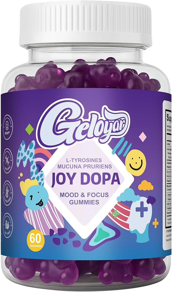 Joy Dopa Focus & Energy Gummies – Natural Dopamine Support with Mucuna Pruriens, L-Tyrosine, L-Theanine & GABA | Steady Focus, Daily Drive & Balanced Energy | Vegan, Non-GMO, Blueberry Flavor