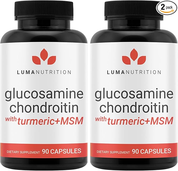 Luma Nutrition Glucosamine Chondroitin MSM - Turmeric, Boswellia - Premium Supplement - for Men and Women - Joint Supplement - 90 Capsules (Pack of 2)