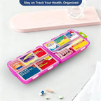2026 New Extra Large Pill Box with Medicine Labels Travel Essentials Daily Med Container Mini Medication Organizer Storage Organizer Case 7 Day Pill Organizer(Pink)
