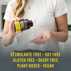 Energy & Stamina Capsules, Caffeine-Free Strength Support, Mushrooms, Thai Ginger for Endurance, Power & Faster Recovery 60 Vegan Capsules