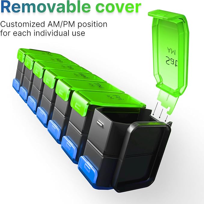 Extra Large Pill Organizer 2 Times a Day – XL Pill Box 7 Day with Big AM/PM Compartments – Fits Large Vitamins, Supplements & Gummies, for 7 or 14-Day Use, Color-Coded, Senior-Friendly, No Spills