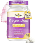 Pregnenolone with Ashwagandha for Women, Pregnenolone 100mg (2 Tablets) or 50mg (1 Tablet) Dose, 8-in-1 Formula with DHEA, Black Cohosh, Dual-Dosing, Vegan, Gluten Free, 90 Chewable Tablets