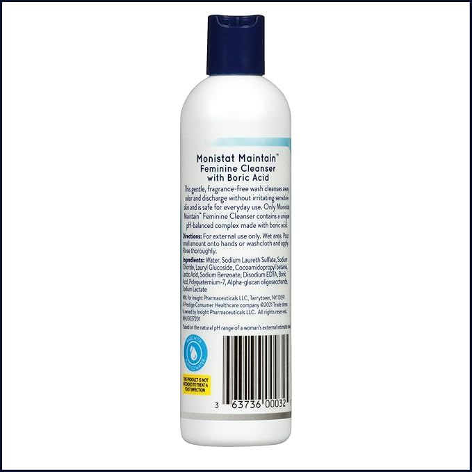 Monistat Boric Acid Feminine Wash,Fragrance-Free Intimate Wash for Women with Gentle pH-Balanced Formula,10 Fl Oz,(Pack of 2)