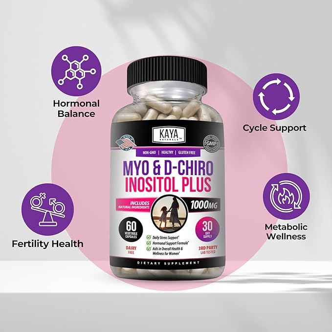 Kaya Naturals Myo & D-Chiro Inositol Plus Support for Women, Vitamin B8-60 Capsules
