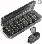 Pillex Weekly Pill Organizer 2 Times a Day, AM PM Pill Organizer 7 Day, Large Pill Box 7 Day, Travel Pill Case Daily, Black Privacy Protection Medicine Container for Medication, Vitamins, Supplements