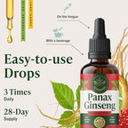 HERBAMAMA Panax Ginseng Root Tincture - Vegan Energy Support with Korean Red Ginseng Extract Liquid Drops - Non-GMO, Alcohol & Sugar-Free Immune Support Supplement - 28-Day Supply