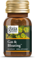 Gaia Herbs Gas & Bloating - Provides Relief from Occasional Gas & Bloating* - with Activated Charcoal, Fennel & Chamomile - 50 Vegan Capsules (25 Servings)
