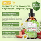 GREENPEOPLE Magnesium Glycinate Liquid Drop - 17-in-1 4Fl. Oz Triple Magnesium Complex Supplement with Glycinate 400mg & Citrate 500mg Taurate/L-Theanine for Calm Mood/Muscle/Sleep,Strawberry -2 Pack
