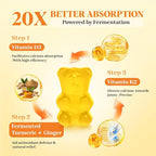 5 Month Supply Turmeric and Ginger Gummies with Black Pepper, Fermented Turmeric for Joint Comfort & Mobility, Sugar-Free with Vitamin D3 + K2, Natural Peach Flavor – 150 Gummies