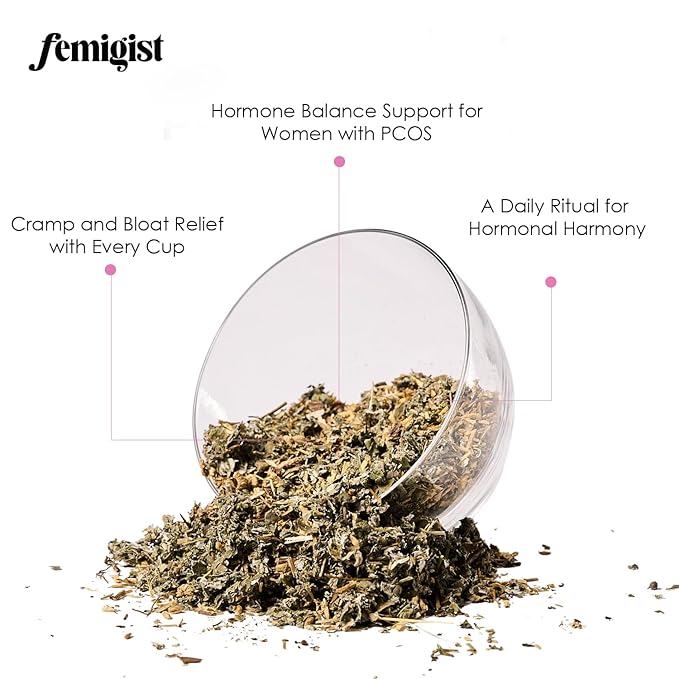 Femigist Balancing Brew Hormone Tea for Women, Loose Leaf Herbal Blend with Raspberry, Spearmint, Licorice, Nettle, PMS Relief, PCOS Cycle Support, Caffeine-Free Fennel Menstrual Cramp Tea