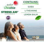 Lifeable Stress Aid Gummies | with Lemon Balm, GABA and L Theanine Supplements | Vegan Non GMO Mood Support Supplement | Great Tasing Stress Vitamins | L-Theanine for Women and Men | 90 Gummies