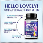 Omega 3 Fish Oil Supplements - 2400mg Fish Oil Per Serving - Triple Strength Omega-3 with EPA & DHA Fatty Acids - Natural Heart, Brain & Immune Support - Wild Caught, Bottled in USA - 60 Softgels