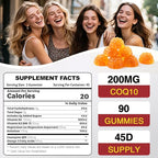 ZEBORA CoQ10 200mg Gummies, High Absorption Coenzyme Q10 Supplements with Omega-3, Heart & Energy Support, Powerful Antioxidant, Orange Flavor, 90 Gummies