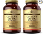 Solgar Triple Strength Omega 3 950 mg - 100 Softgels, Pack of 2 - Supports Joint & Skin Health - Non-GMO, Gluten Free, Dairy Free - 200 Total Servings