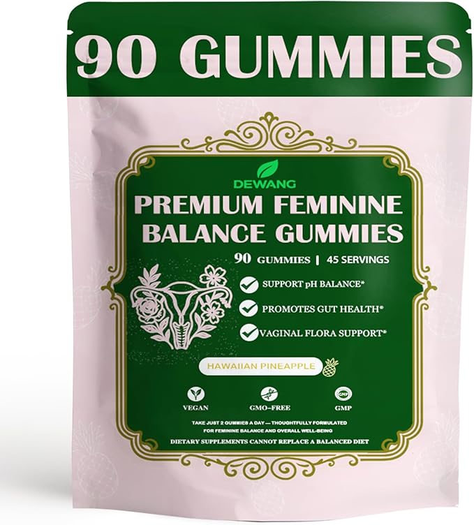 DEWANG Premium Feminine Balance Gummies for Women’s - Immune Support& PH Balance - Vegan, Gluten-Free - Grapes Flavor, 90 Count 45 Servings (Pineapple)