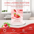 Yoni Soap Bars & Natural Yoni Oil Set, Natural Vaginal Wash for Women Feminine Wash Vaginial Deodorants pH Balance, Eliminates Odor, Feminine Oil 30ml/1 oz, 2 Pcs Vaginal Care Soap (2pcs strawberry)