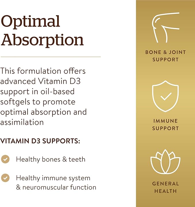 Solgar Vitamin D3 Cholecalciferol 250 MCG 10000 IU Softgels Helps Maintain Healthy Bones Teeth Immune System Support Non-GMO Gluten, Dairy Free Servings, 180 Count