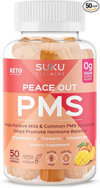 SUKU Vitamins - PMS Gummy Supplement with Chasteberry to Relieve PMS and Menopause Peach Mango Gummies (50 Count)