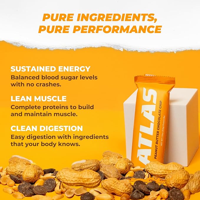 Atlas Real Food Protein Bar – 20g Clean Protein, 1g Sugar, No Seed Oils, No Artificial Sweeteners (Variety, 12 Count)