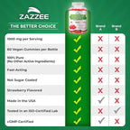 Zazzee D-Mannose Gummies, 1000 mg per Serving, 60 Vegan Gummies, Strawberry Flavor, Non-Sugar-Coated, Potent & Fast-Acting, All-Natural Urinary Tract Health Support, Made in the USA