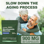 NAD Resveratrol Supplement with NAD Nicotinamide Riboside Resveratrol 900 MG, Boost NAD+ for Cellular Health, Anti-Aging, Energy, Focus - 80 Capsules(2Pcs)