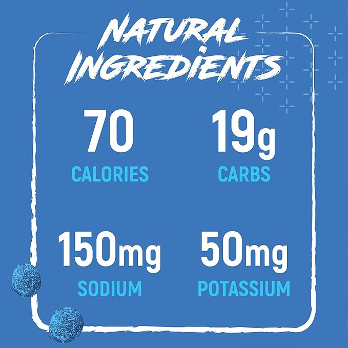 Noogs Sour Energy Chews, Blue Raspberry Blast Electrolyte Energy Gummies, Sour Candy Flavored Alternative to Running Gels, Vegan, Gluten Free & Caffeine Free, 12 Pack