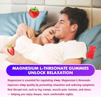 1000mg Magnesium L-Threonate Gummies for Kids & Adults - Muscle & Nervous System Support, Vegan, Sugar-Free Strawberry Flavor, 60 Gummies