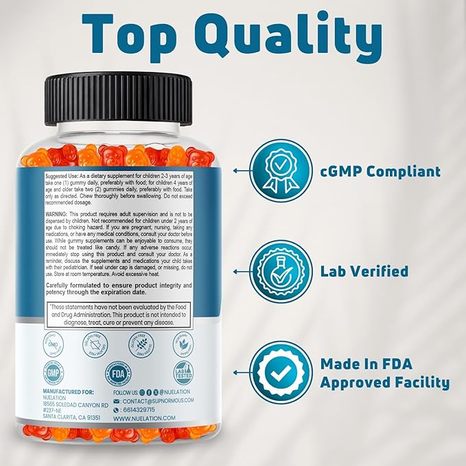 Gelatin Free, Vegetarian Kids Multivitamin Gummies 45-90 Day Supply. 14 Essential Vitamins & Minerals. Kids Gummy Vitamins for Overall Wellness. Non-GMO, Gluten Free Children Vitamin