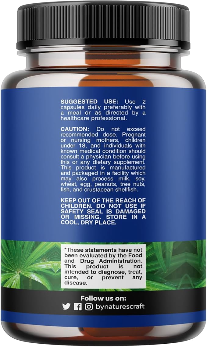 Saw Palmetto for Men with Beta Sitosterol - Saw Palmetto Extract Prostate Support Supplement for Men's Health & Better Bladder Control Plus Restoring Hair Supplement for Hair Health for Men-60ct (2pk)