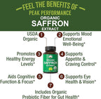 Saffron Supplements - USDA Organic Saffron Extract Capsules for Women, Men, and Kids. with Organic Prebiotic Fiber Instead of Filler. Pure and Natural for Mood, Brain, Focus, Cravings, PMS
