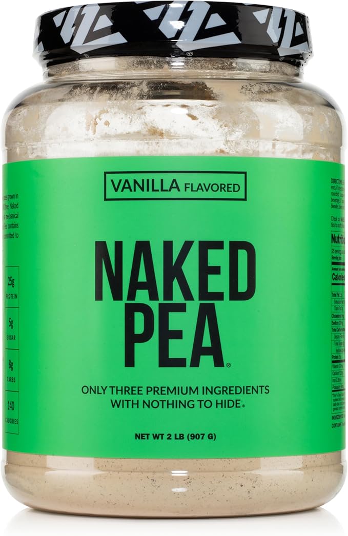 NAKED Vanilla Pea Protein Isolate from North American Farms, Only 3 Ingredients, Vanilla Vegan Protein, NSF Certified, Gluten-Free, Soy Free, GMO Free - 2LB