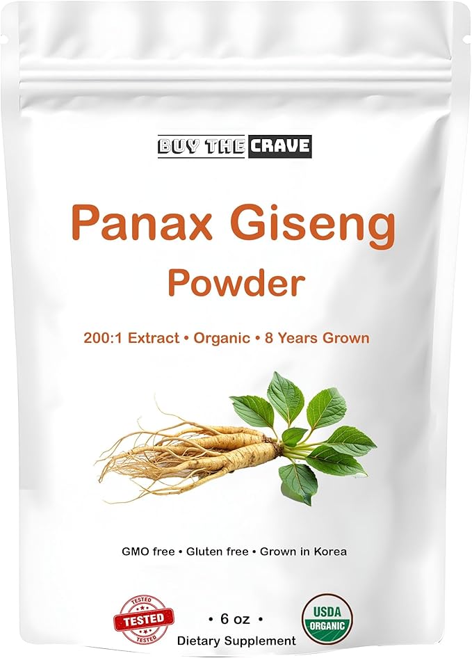 Organic Korean Panax Ginseng Root Extract, 200:1 Powder Root Extract, Maximum Strength, 170 g (6oz), 1 Gram Per Serving, with Active Ginsenosides
